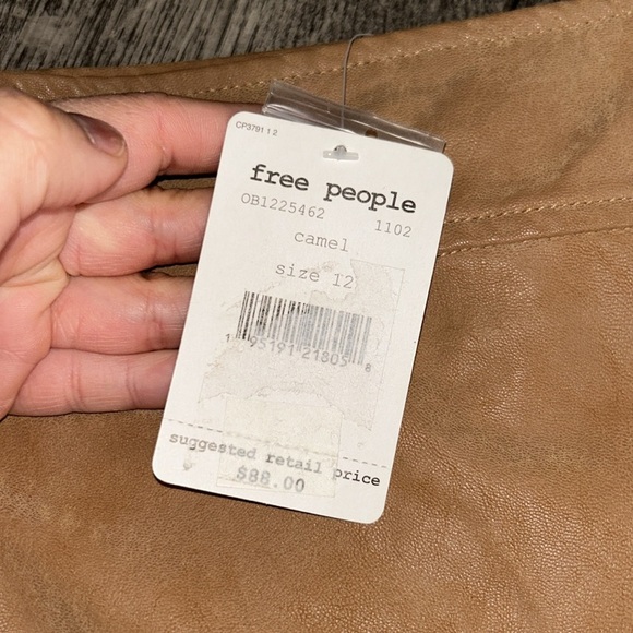 NWT Free People Skirt Camel Tan Faux Suede Ari Wrap Mini Buckle Vegan Boho 12 - Picture 5 of 12